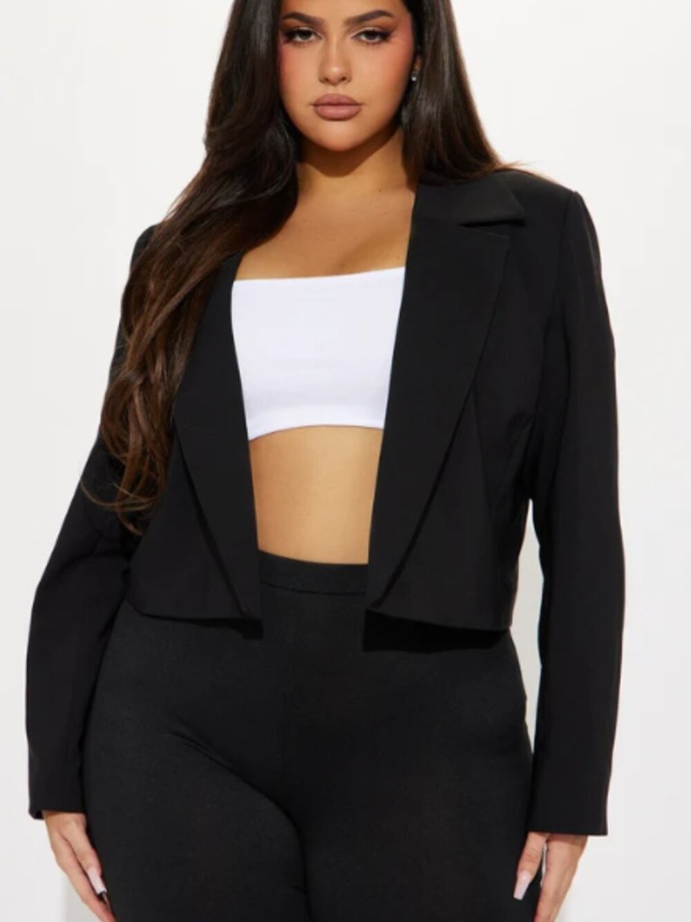 Fashion Nova NWT Black Cropped Blazer Jacket - Open Front